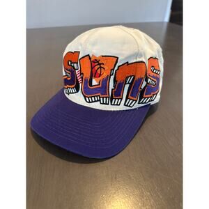 Vintage Phoenix Suns Graffiti Logo Snapback Hat 90s NBA White Purple Cap